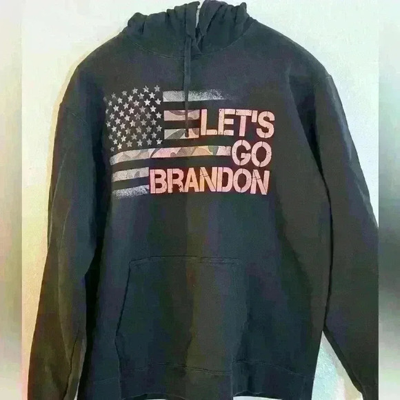 “Let’s Go Brandon” Black and Camo Graphic Hoodie - Picture 1 of 4